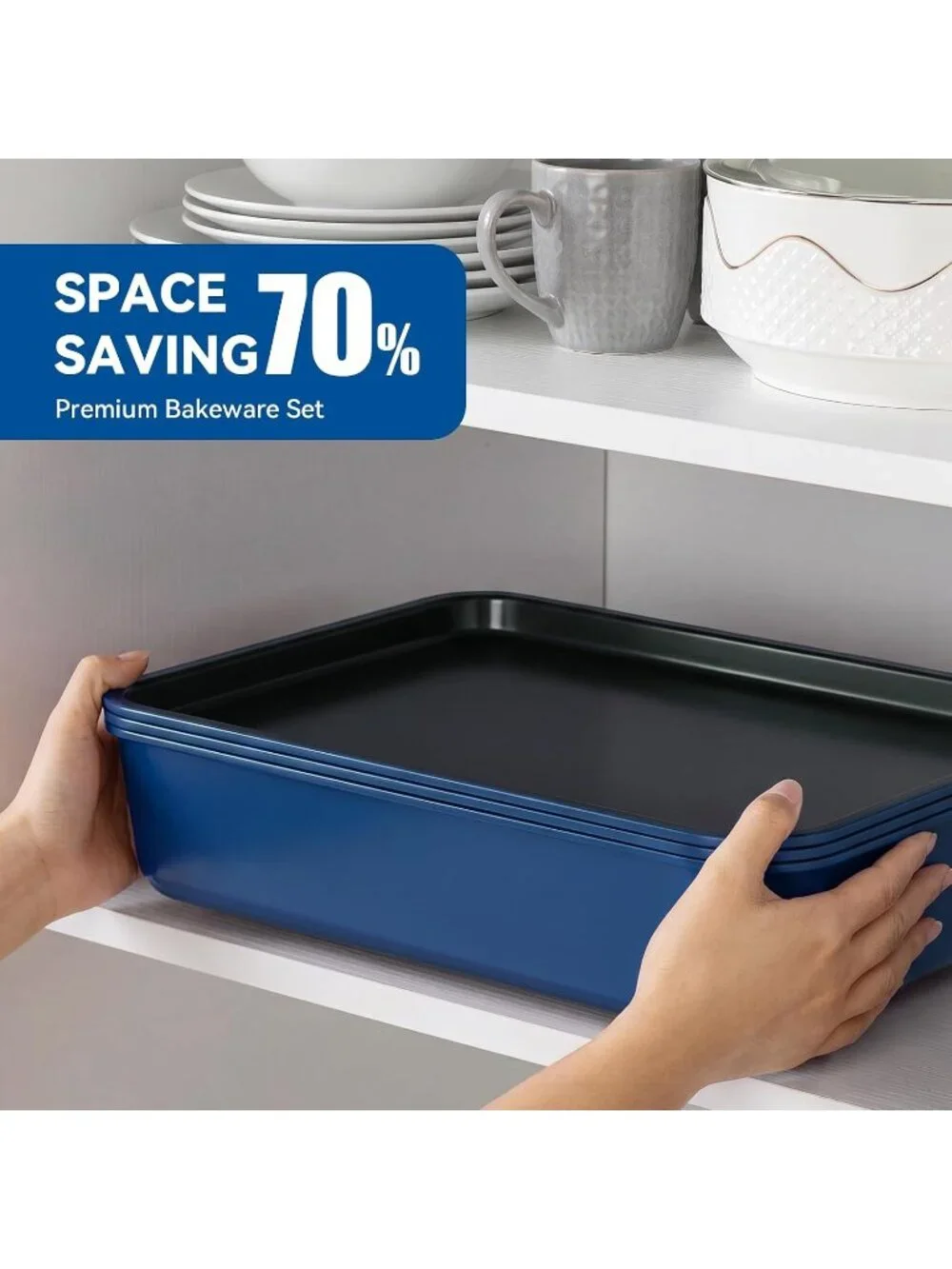 13-Piece Blue Includes Cookie Sheet with Rack Cake Pan Nonstick Bakeware Sets